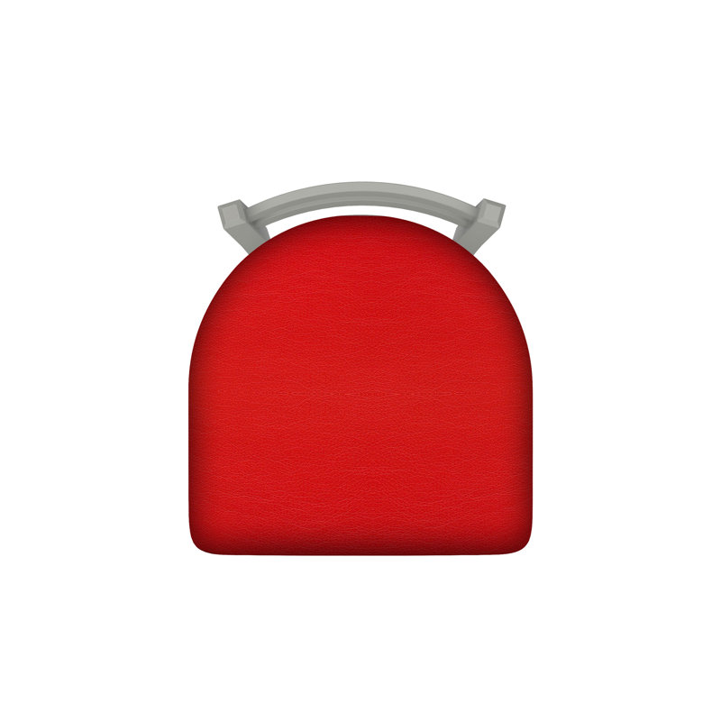 Jackie 18" Tall Metal Vanity Stool, Anodized Nickel, Vinyl-Canter Red