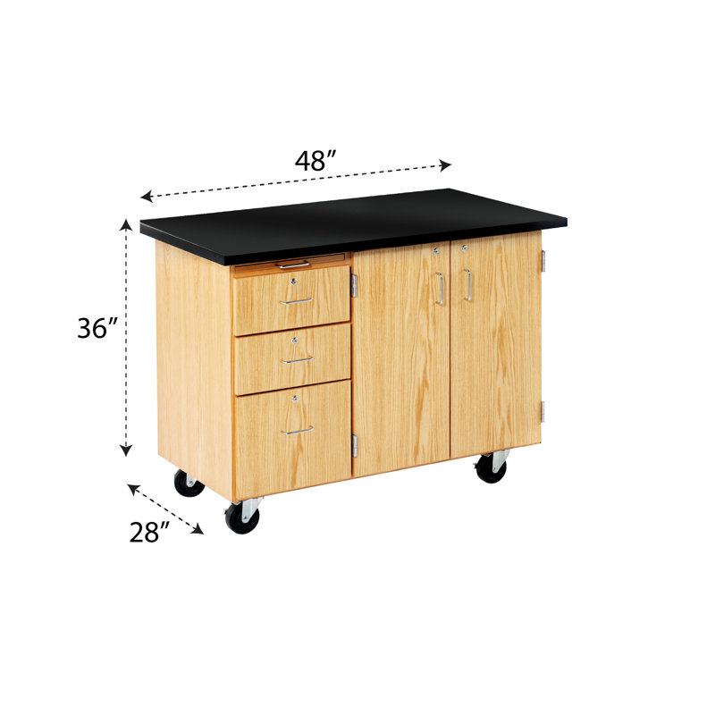 Bureau d'instructeur de salle de classe de science mobile portable et polyvalent ChemGuard 48 "x 28", Sommet plat
