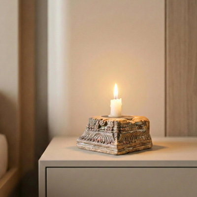 4'' H Solid Wood Candlestick