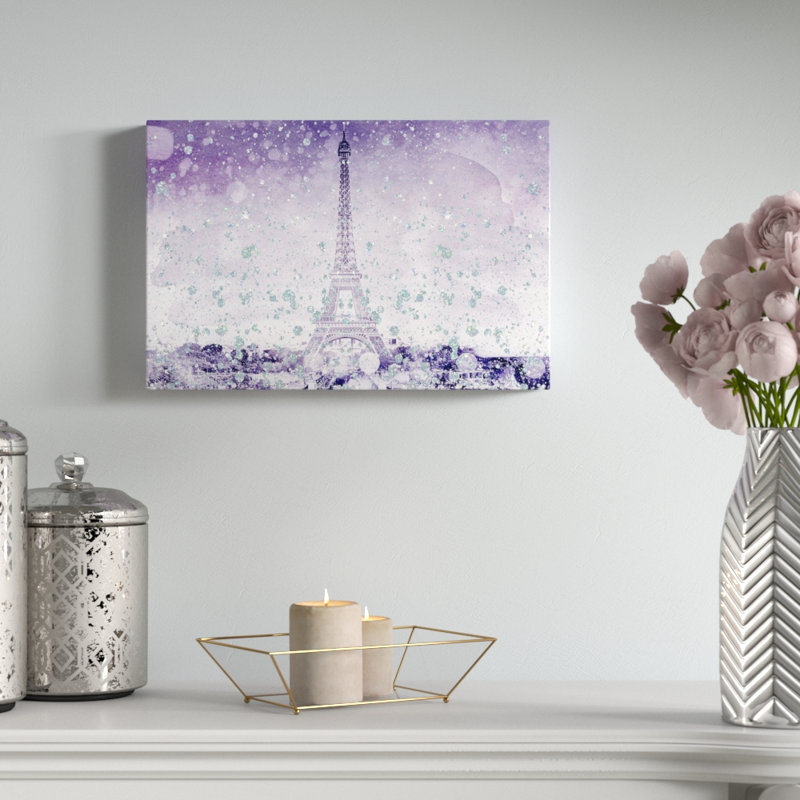 Paillettes mauve, impression sur toile tendue eiffel, H 36 po x l 54 po x P 1,5 po, Toile tendue