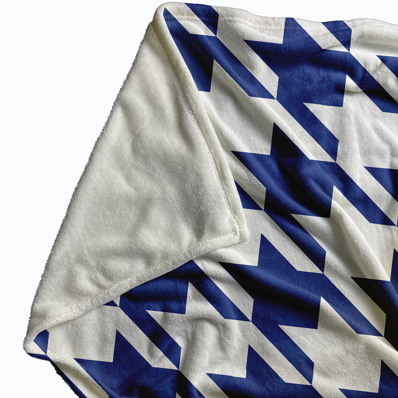 Couverture polaire pied-de-poule, Suède bleu (bleu royal), L 50 po x L 60 po