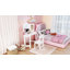 AIYAPLAY Kids Dressing Table and Stool Set with 2-Colour LED Lights White