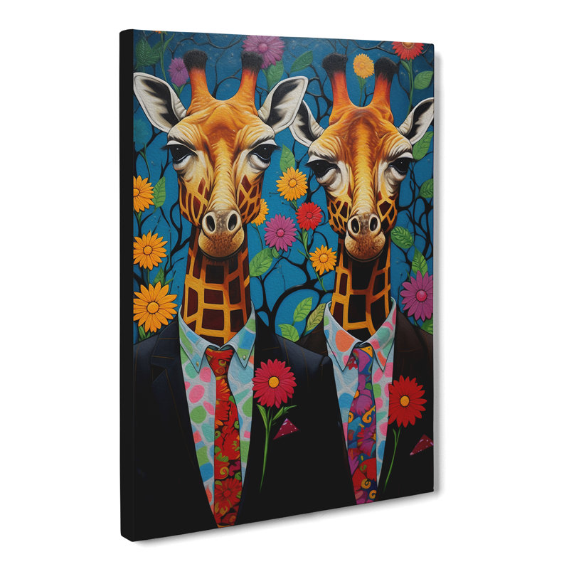 Giraffe Contemporary Art No.2 - Wrapped Canvas, 50cm H x 35cm W x 3cm D