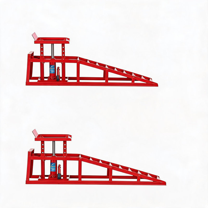 Rampes hydrauliques de voiture extra-plates (lot de 2), capacité de 5 tonnes, hauteur de levage de 25 à 41 cm, pour garage résidentiel, rouges