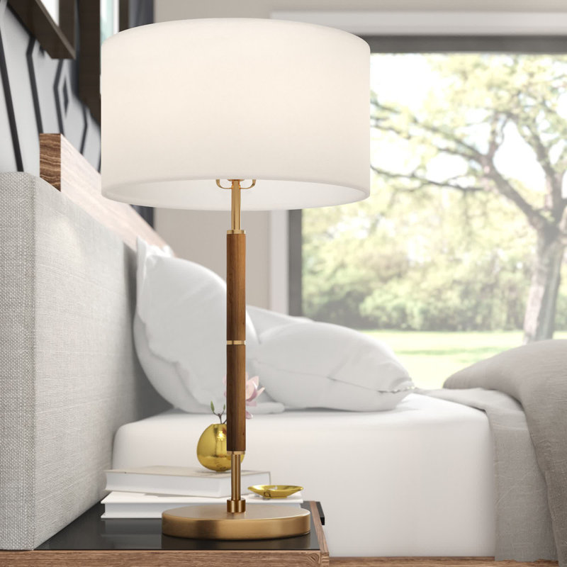 Simone Table Lamp, Rustic Oak/Brass