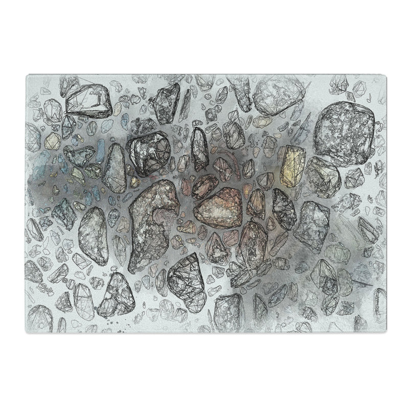 Tempered Glass Rocks Chopping Board, 20 cm x 28.5 cm