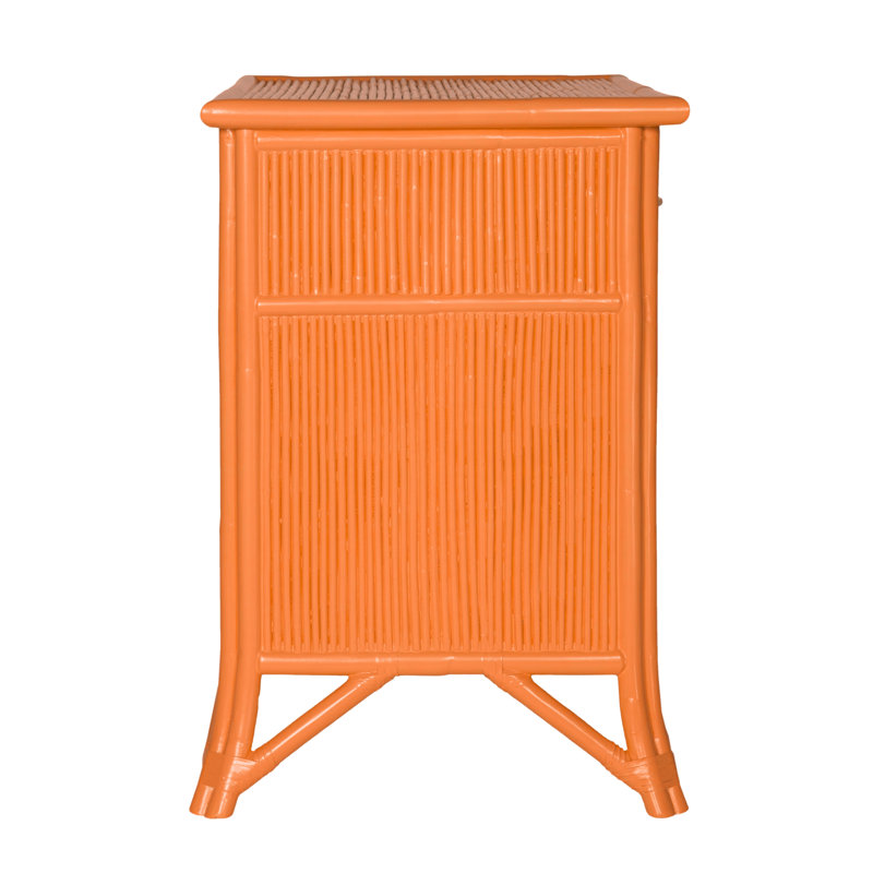 1 - Drawer Rattan Nightstand, Citrus Orange