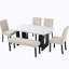 Ensemble de table de salle à manger 6 pièces, table de salle à manger avec 4 chaises rembourrées et 1 banc-1347231982