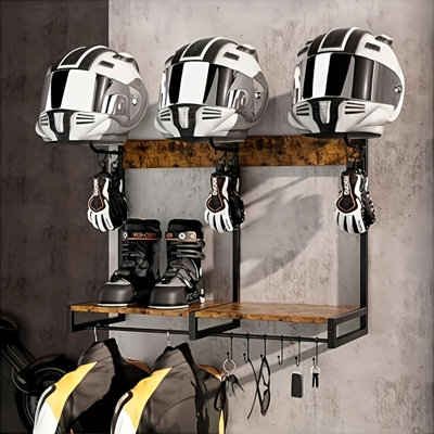 Motorcycle Helmet Holder, Wall-mounted Helmet Holder, Helmet Bracket, Helmet Holder With Hooks And Clips, Suitable For Storing Motorcycle Accessories, Motorcycle Helmets.