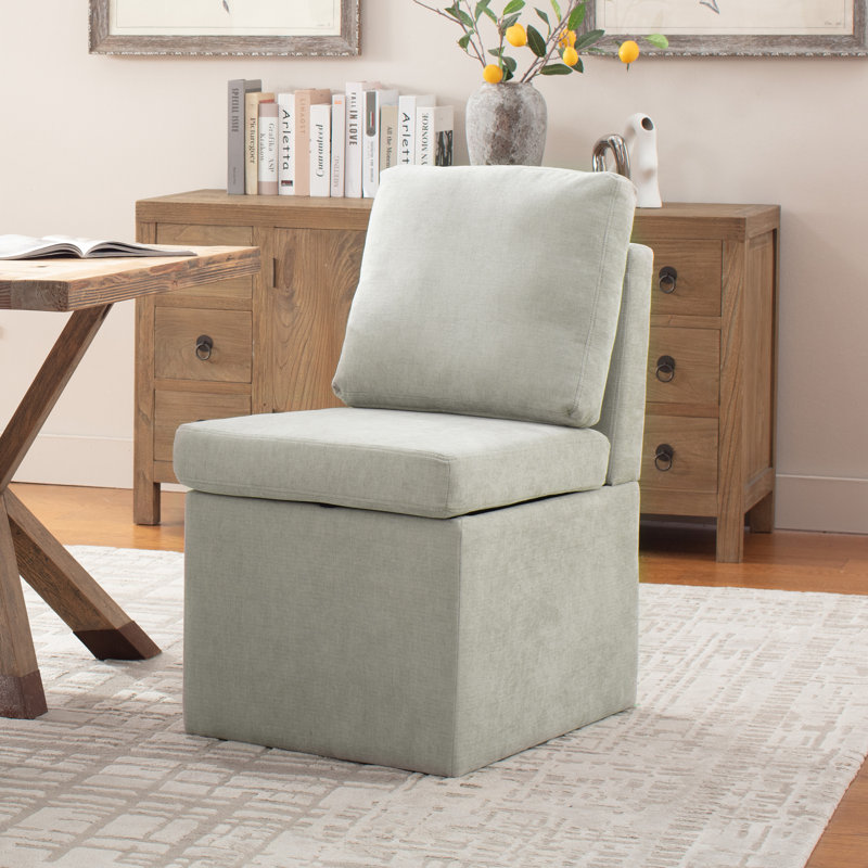 Harriotte Upholstered Side Dining Chair with storage space, Light Gray
