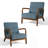 Jyrin Mid Century Upholstered Blue Corduroy Solid Wood Accent Chair with an Extra Pillow-1690814834-1690814845-1784596334