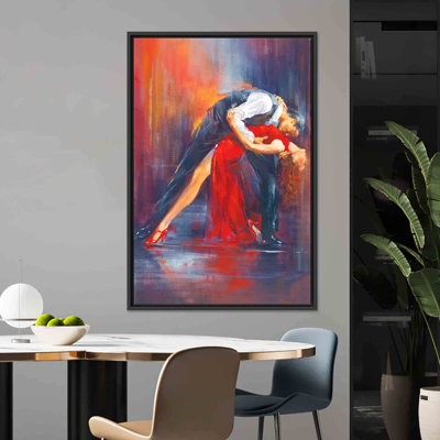 «Tango Couple», reproduction d'art sur toile, Couple de danseurs romantiques, toile noire encadrée 1P