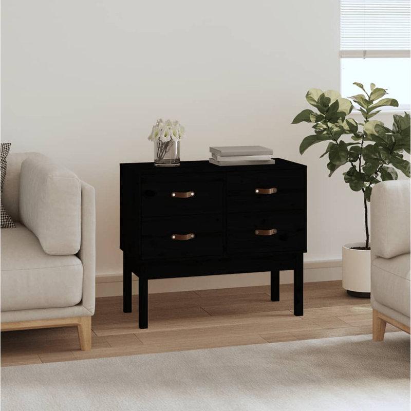 Kahea 90cm Solid Wood Sideboard, Black