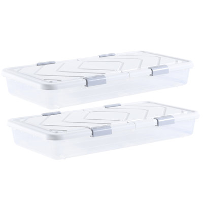 Rangement sous le lit roulant, 39,8 x 20,1 x 5,9 pouces, paquet de 2, capacité supplémentaire, - couvercle scellant, rangement vertical empilable avec roues, peut contenir des articles lourds, construction, verrouillable