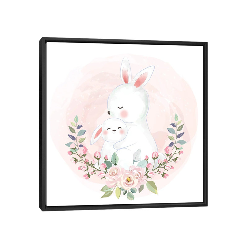 «Hares For The Nursery» par - Toile tendue, H 12 po x l 12 po x P 1,5 po, Toile avec cadre noir