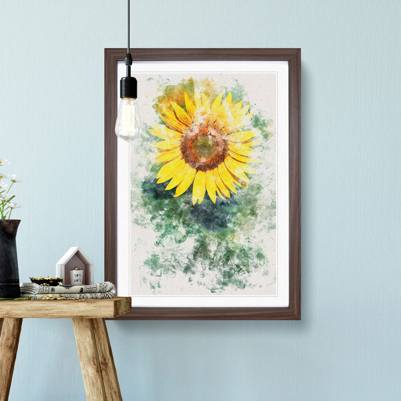 The Sunflower - Single Picture Frame Print on MDF, Walnut Framed, 87cm H x 62cm W x 2cm D