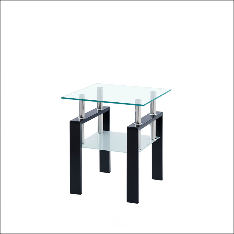 2-Piece Clear Tempered Glass Small Table