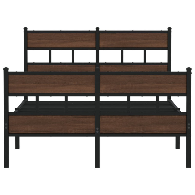 Borough Wharf Metal Bed Frame Without Mattress , Brown Oak, 91.5cm H x 196cm W x 125cm D