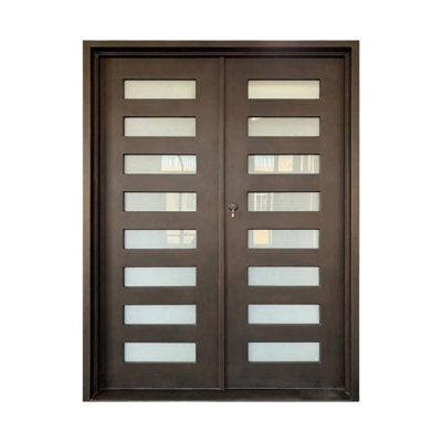 Horizon Panel Wrought Iron Double Door