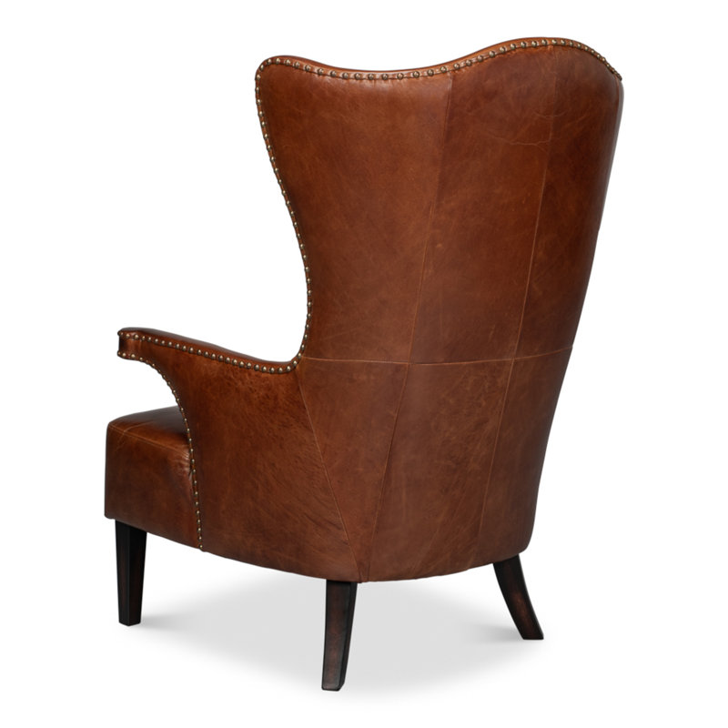 Drake Armchair, Dark Brown Genuine Leather