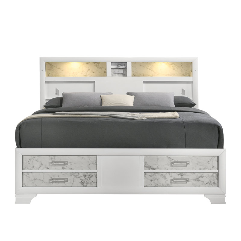 Jenniferlynn Queen 2Pc Bedroom Set White, 2 Pcs: Bed, Nightstand, Queen