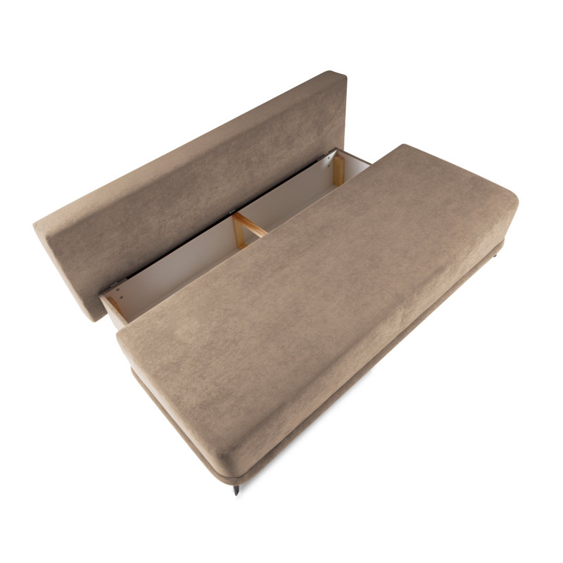 3 Seater Velvet Sofa Bed, Beige