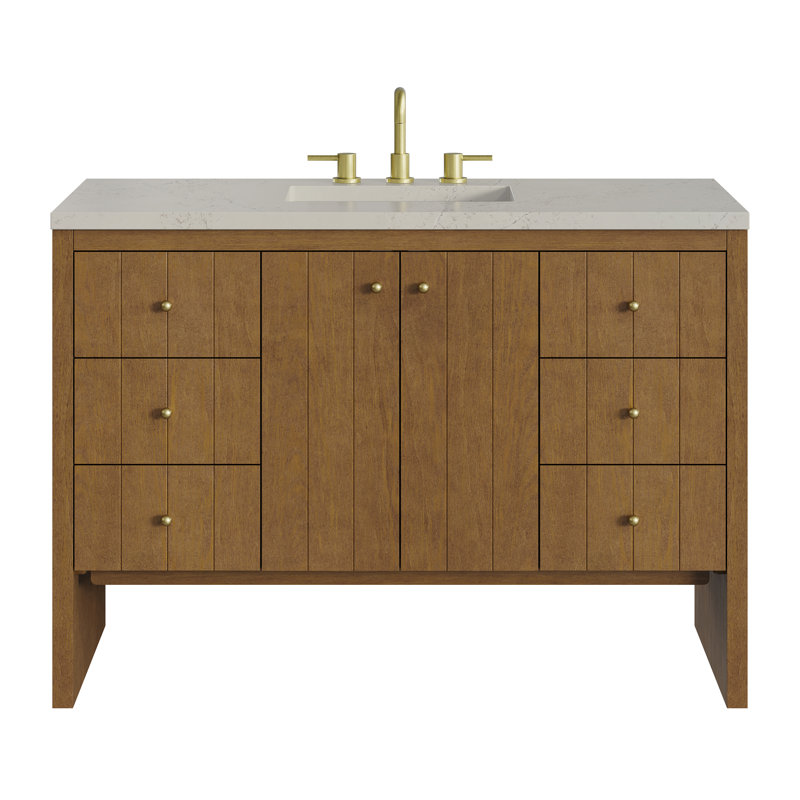 Hudson 48'' W Single Vanity, Honey Oak, Tajnar, 8" Widespread