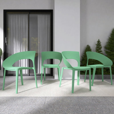 Chaise d'appoint moderne en PP pour intérieur et extérieur, conception monobloc (ensemble de 4)