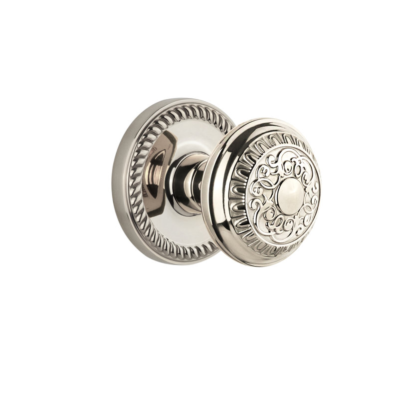 Grandeur Newport Rosette Privacy with Windsor Door Knob, Polished Brass, 2 3/8", Privacy