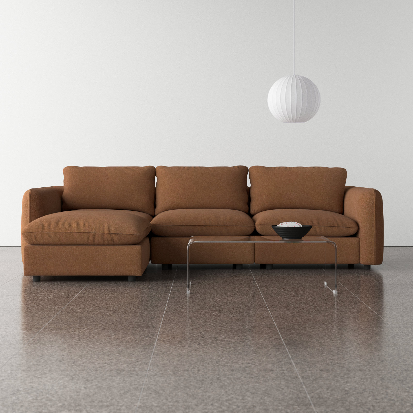 Margorie Upholstered Reversible Chaise L-Sectional, Antwerp Cafe Linen Blend