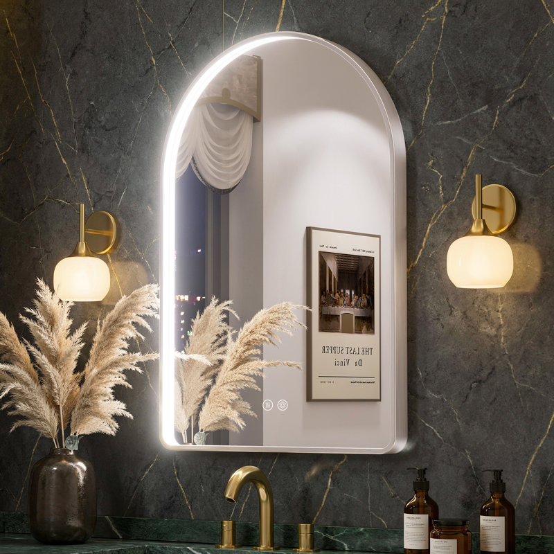 Miroir de salle de bain 24 po x 36 po à DEL, miroir de salle de bain anti-buée avec fonction d'éclairage réglable