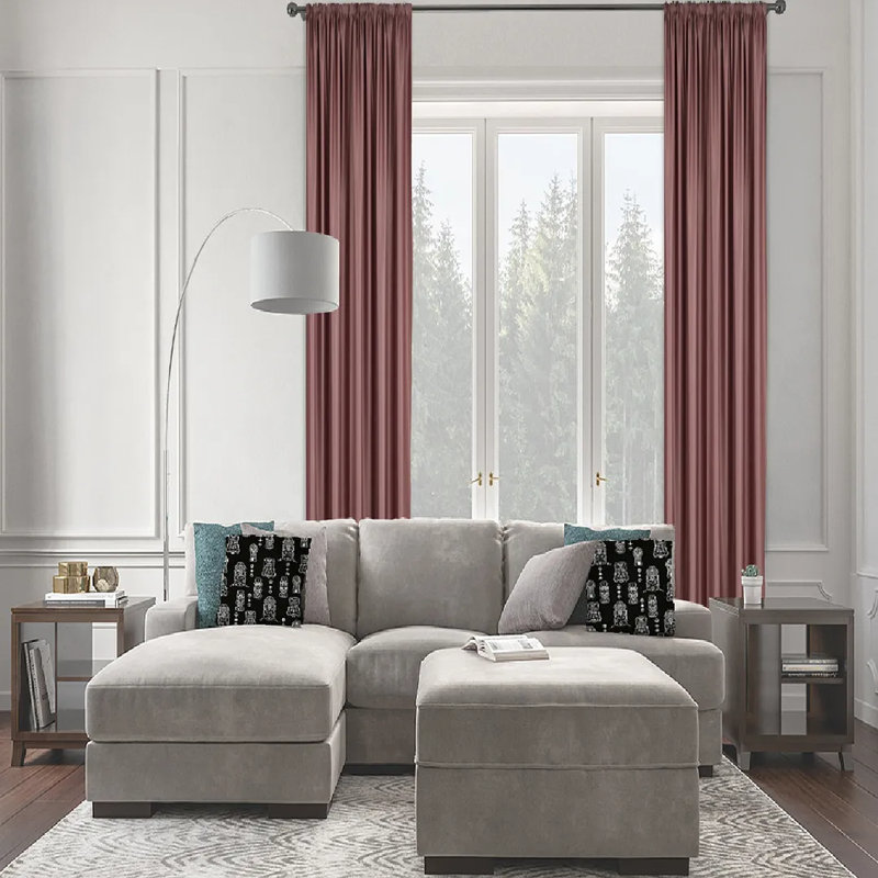 Extra Wide & Extra Long Custom Made Solid Color Room Darkening Single Curtain Panel, 52" W x 156" L, Pink