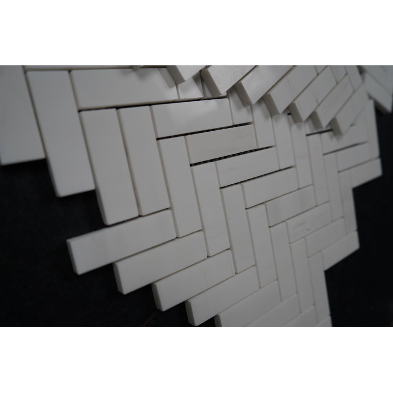 Bianco Dolomite 1 po x 3 po à chevrons brillant