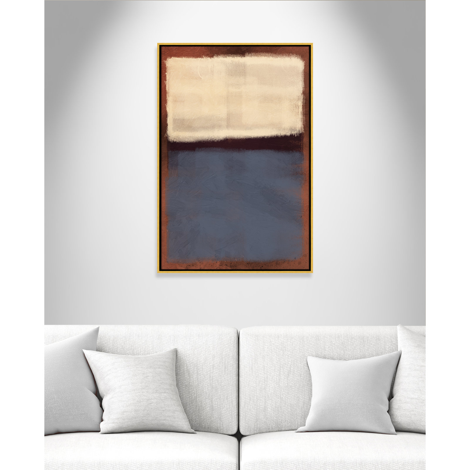Alabaster Burst - Floater Frame Painting on Canvas, 37.5" H x 25.5" W x 2" D, Gold Framed