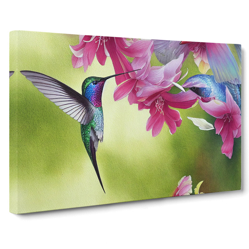 Hummingbird Watercolour Vol.1 - Wrapped Canvas, 50cm H x 76cm W x 3cm D