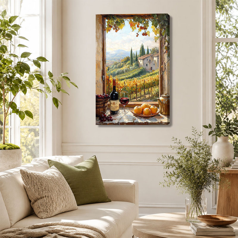 «Tuscan Vineyard Window Scene», art mural, 24*36 inch (60*90*2cm)