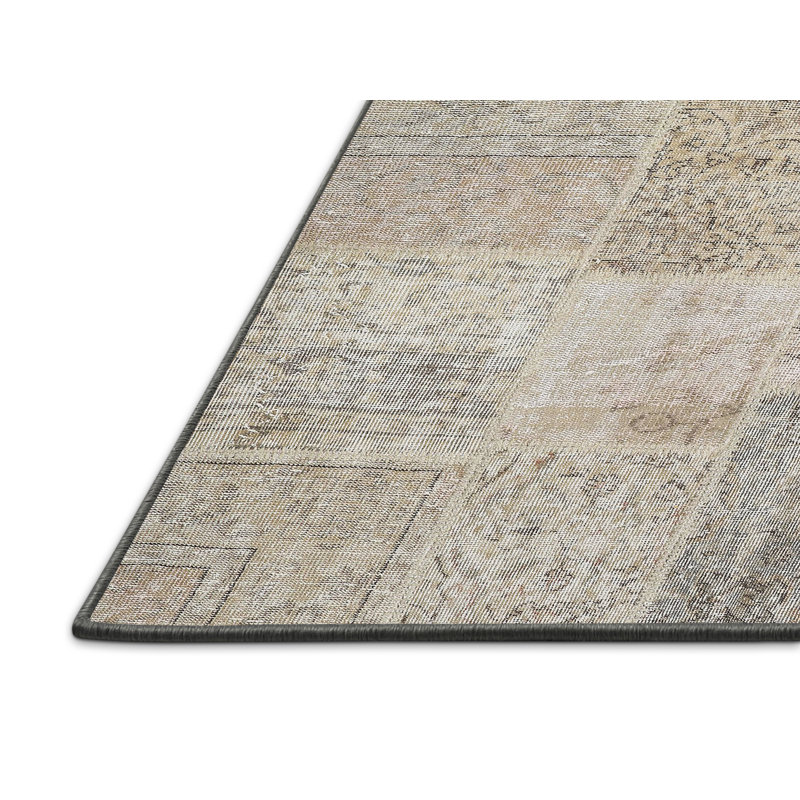 Tapis contemporain gris / beige, Rectangle 5 pi x 7 pi