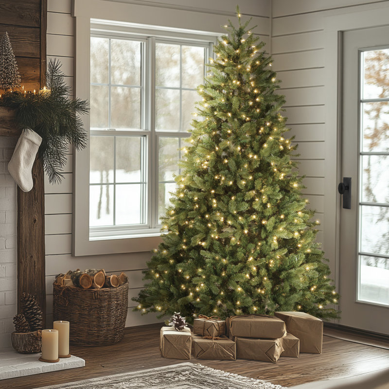 Downswept Douglas Fir Tree with Lights, Clear Light, 7.5'