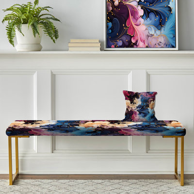 Blue Galactic Dreams Marble Dreams - Banc rembourré en marbre doré