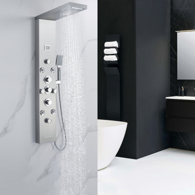 Système de panneau de douche à 8 jets avec tête de douche à pluie et douchette