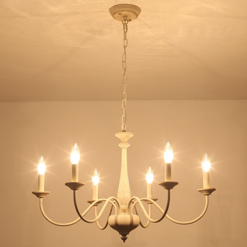Tinoco 6 - Light Dimmable Classic / Traditional Chandelier, Distressed Cream Color