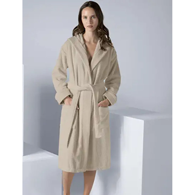 Peignoir de luxe pour femme SEYANTE - Peignoir à capuchon en coton éponge turc biologique certifié GOTS, XXL, Bleu marine