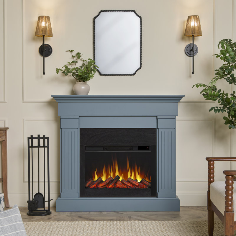 Crawford 48" Slim Electric Fireplace in Aged Denim by Real Flame