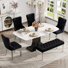 Ensemble table et chaises rectangulaires capitonnées avec banc, style milieu du siècle, pour coin repas dans la cuisine.