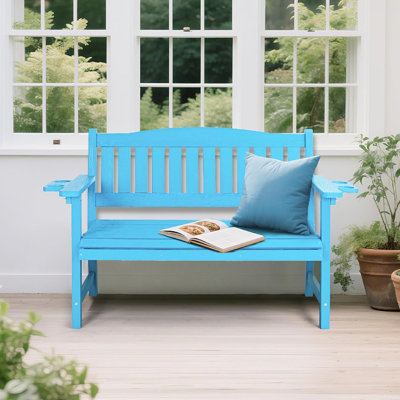 2-Person HIPS Outdoor Bench, Weatherproof Garden Bench With 800 Lbs Weight Capacity, Artificial Wood Grains, Never Rot Or Fade, Patio Benches For Gard by JES ENTERPRISES