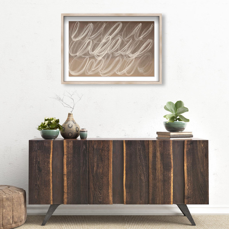 Oliver Gal Coastal Mirage V Abstract - Luxury Shadowbox Framed Wall Art, 22" H x 32" W, Cream