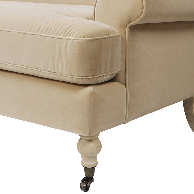 Harbor 88'' Velvet Sofa, Fawn Brown Velvet