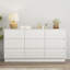 Commode 9 tiroirs pour chambre à coucher avec grands tiroirs, commode en bois, grande commode de plancher, long meuble télé moderne, table d'appoint avec rangement Mid-Century, blanc
