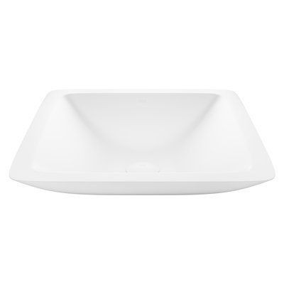 Matte Stone White Stone Square Vessel Bathroom Sink