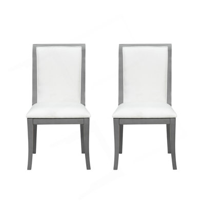 Ensemble de 2 chaises de salle à manger rembourrées Finish - Élégantes chaises d'appoint traditionnelles en tissu avec lignes courbes, structure en bois massif